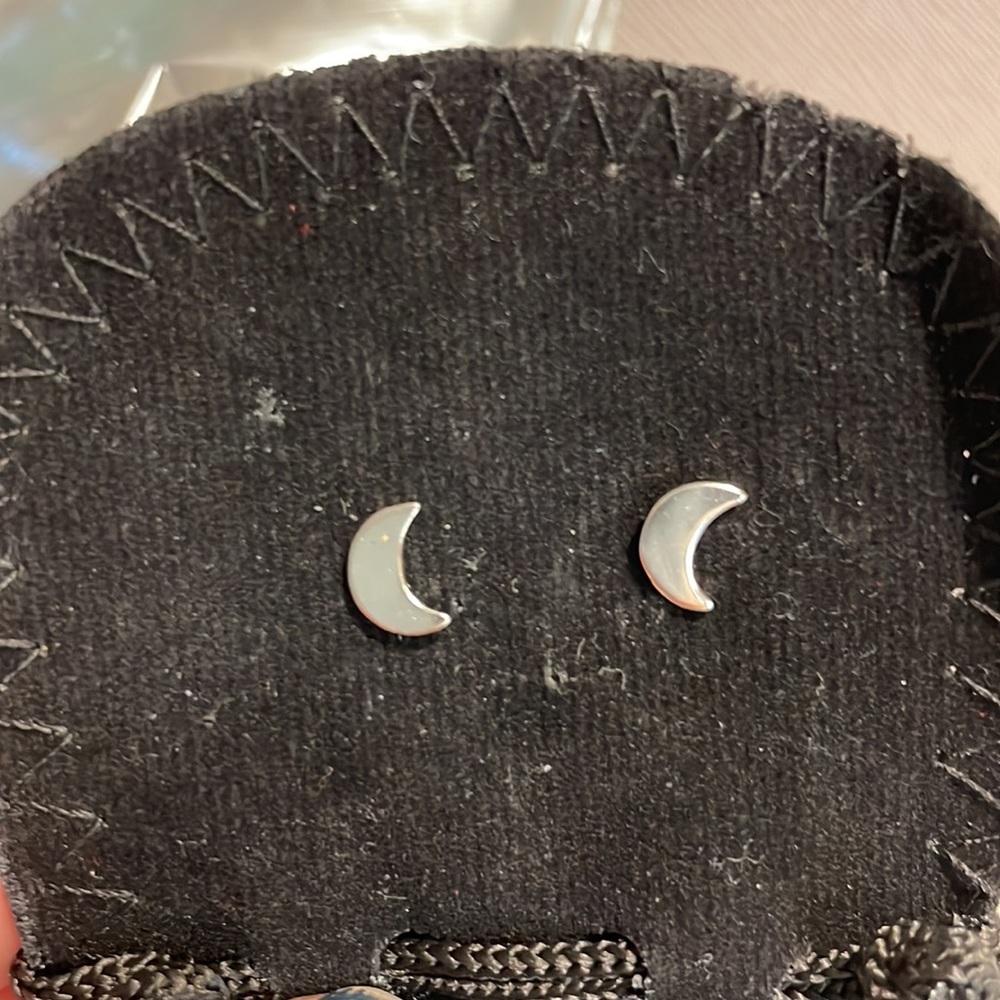 Sterling Silver Moon Stud Earrings